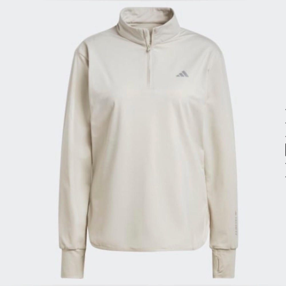 Adidas Techfit Aeroready Warm Quarter-Zip Training Top - Cream Ivory Size Large